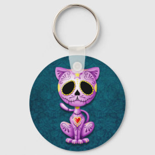 Lila und blau Zombie Sugar Kitten Schlüsselanhänger