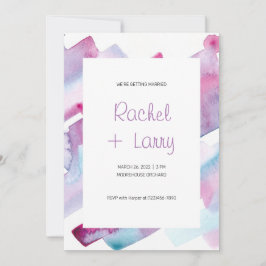 Lila und blaue Abstrakte Hochzeitseinladung Einladung