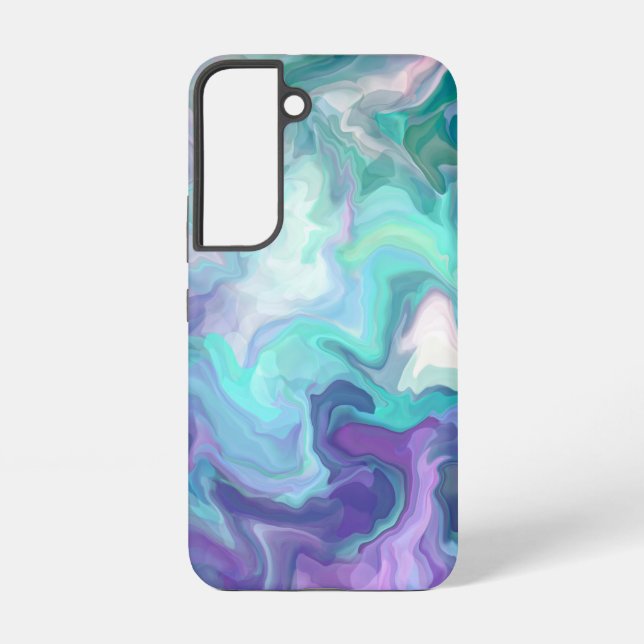 Lila und blaue Abstrakte Imitate Marmor Samsung Galaxy Hülle (Rückseite)