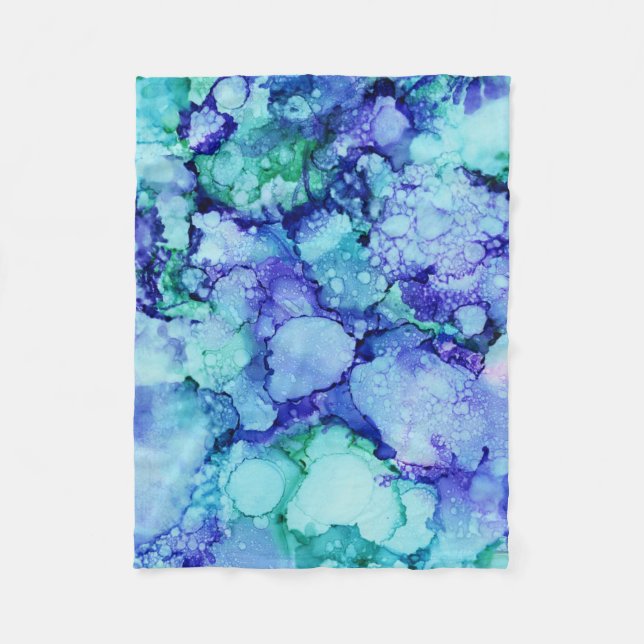 Lila und blaue abstrakte Malerei Fleecedecke (Vorderseite)