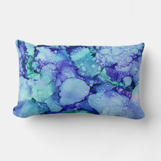 Lila und blaue abstrakte Malerei Lendenkissen