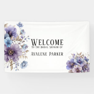 Lila und blaue Aquarell-Blumen-Brautparty Banner