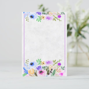 Lila und blaue Aquarell-Blumen-Hochzeit leer Einladung