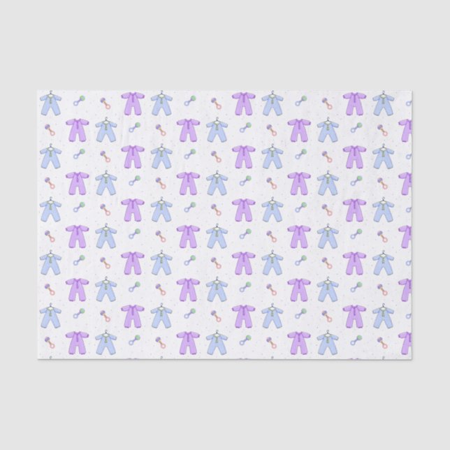 Lila und blaue Baby-Kleidung Seidenpapier (Vorderseite)