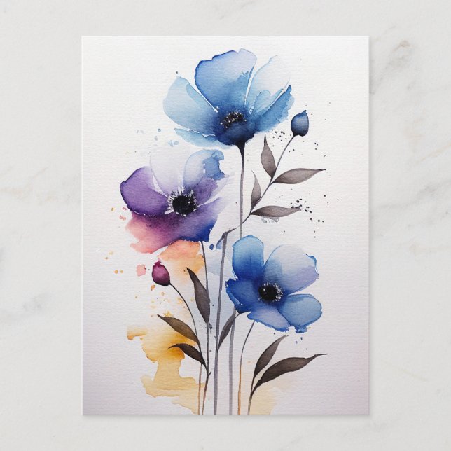 Lila und blaue Blume Postkarte (Vorderseite)