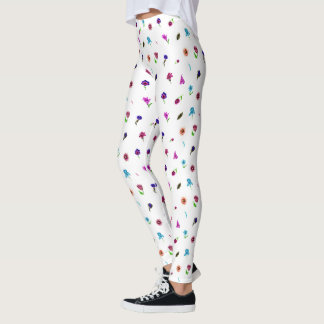 Lila und blaue Blume Print, moderne Blumendrucke Leggings
