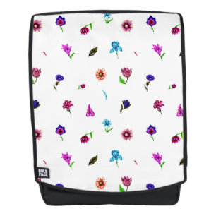 Lila und blaue Blume Print, moderne Blumendrucke Rucksack