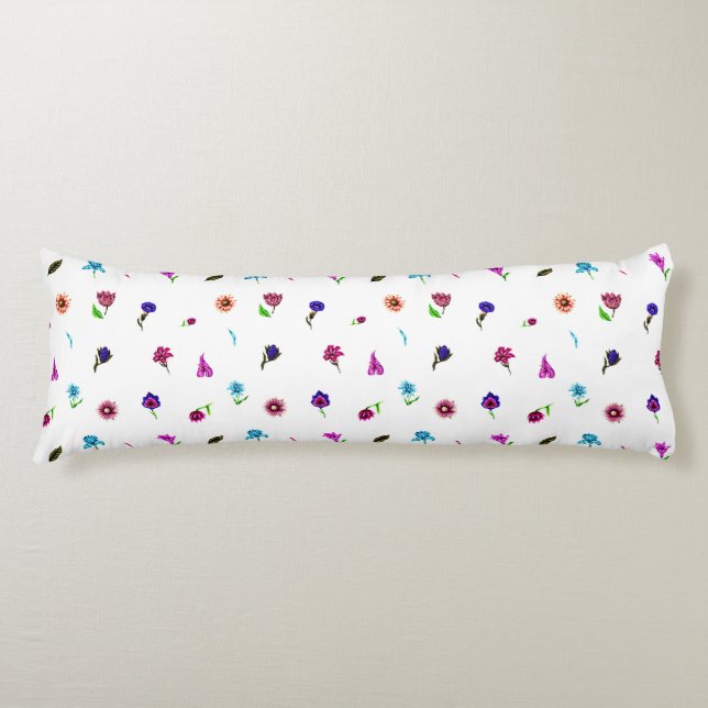 Lila und blaue Blume Print, moderne Blumendrucke Seitenschläferkissen (Vorderseite)