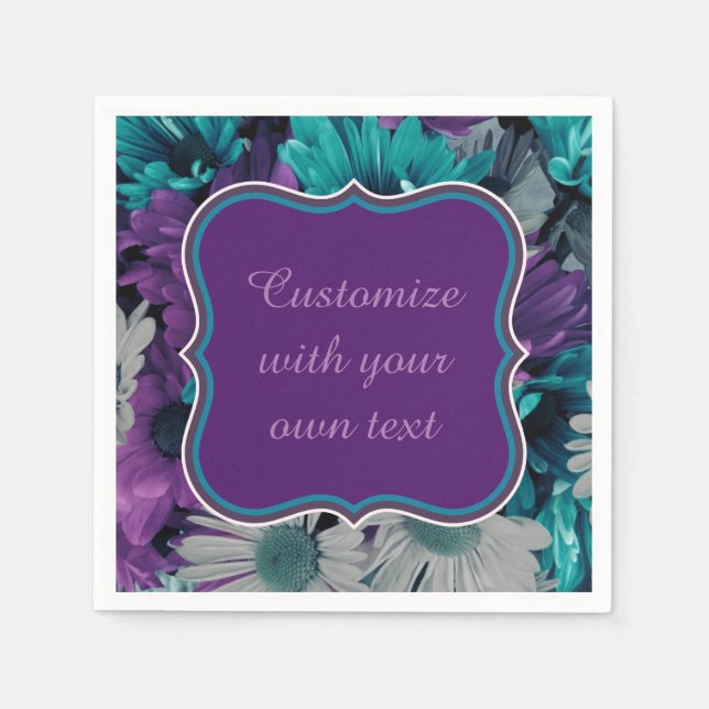 Lila und blaue Blume Smash benutzerdefinierten Tex Serviette (Vorderseite)