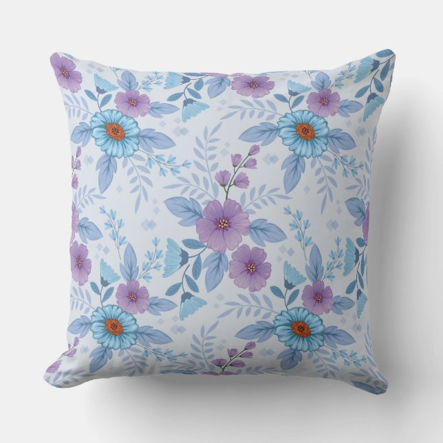 Lila und blaue Blumen Kissen (Vorderseite)