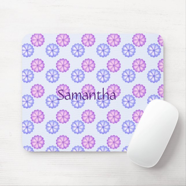 Lila und blaue Blumen Mousepad (Mit Mouse)