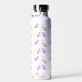 Lila und blaue Blumen Nahtloses Muster - elegant Trinkflasche