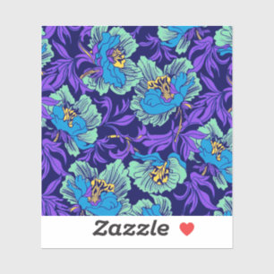 Lila und blaue Blumen William Morris Aufkleber