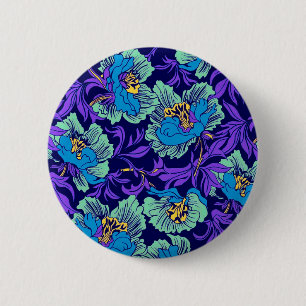 Lila und blaue Blumen William Morris Button