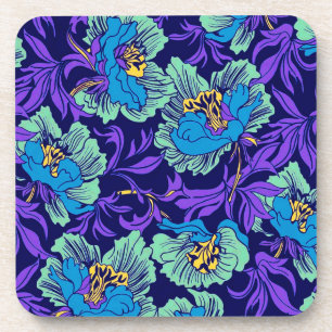 Lila und blaue Blumen William Morris Getränkeuntersetzer