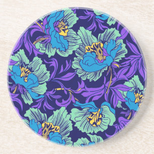 Lila und blaue Blumen William Morris Getränkeuntersetzer