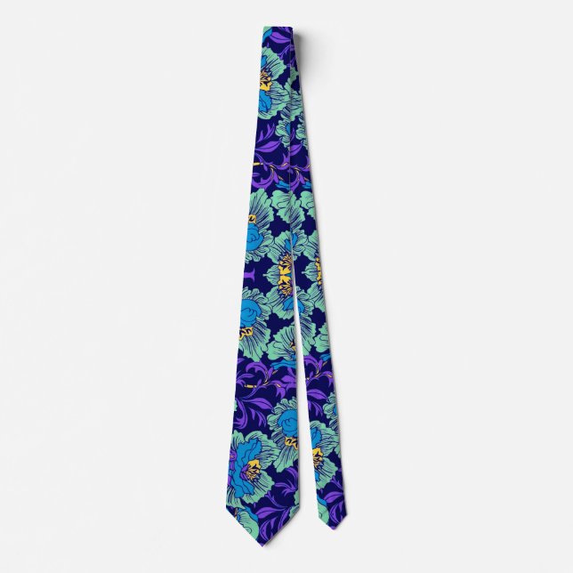 Lila und blaue Blumen William Morris Krawatte (Vorderseite)
