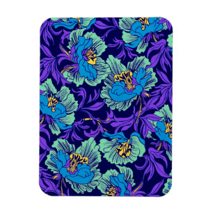 Lila und blaue Blumen William Morris Magnet