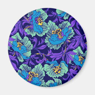 Lila und blaue Blumen William Morris Magnet