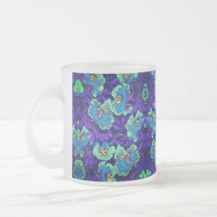 Lila und blaue Blumen William Morris Mattglastasse