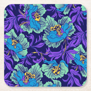 Lila und blaue Blumen William Morris Rechteckiger Pappuntersetzer