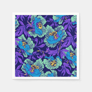 Lila und blaue Blumen William Morris Serviette