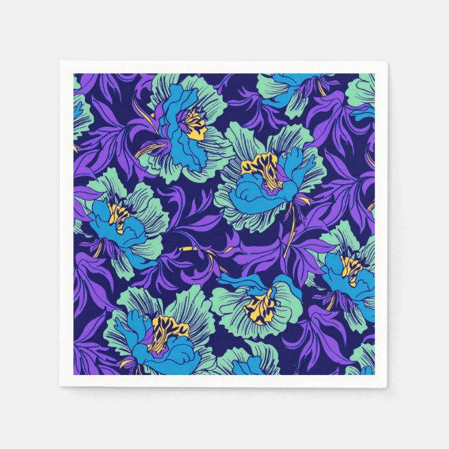 Lila und blaue Blumen William Morris Serviette (Vorderseite)