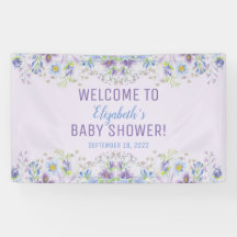 Lila und blaue Blütenbaby-Dusche