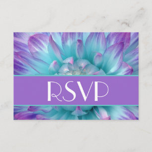 Lila und blaue Dahlia Petals UAWG Wedding RSVP Karte