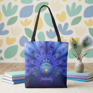 Lila- und blaue elektrische Pfauen-Mandala-Tasche Tasche
