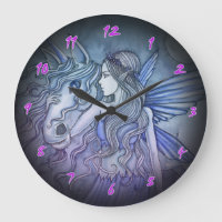 Lila und blaue Fee-und Unicorn-Uhr