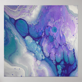 Lila und blaue Fluid Abstrakt Moderne Marmorkunst Poster