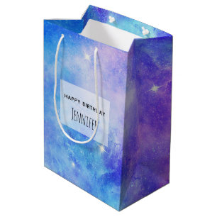 Lila und blaue Galaxie Space Abstrakt Geburtstag Mittlere Geschenktüte