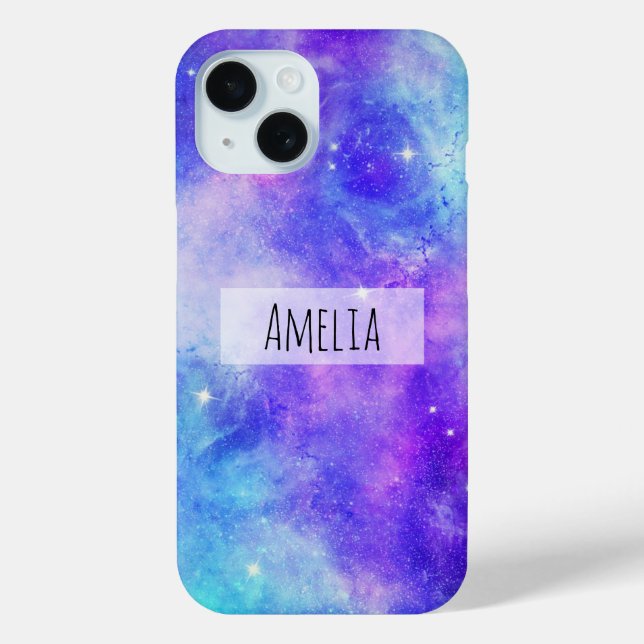 Lila und blaue Galaxie Weltraum Abstrakt Case-Mate iPhone Hülle (Rückseite)