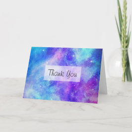 Lila und blaue Galaxie Weltraum Abstrakt Dankeskarte