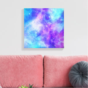 Lila und blaue Galaxie Weltraum Abstrakt Leinwanddruck
