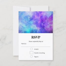 Lila und blaue Galaxie Weltraum Abstrakt RSVP Karte