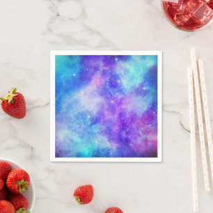 Lila und blaue Galaxie Weltraum Abstrakt Serviette