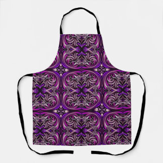 Lila und blaue Gemusterte All-over-Print-Schürze Schürze