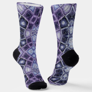 Lila und blaue geometrische Kaleidoskop-Muster Socken
