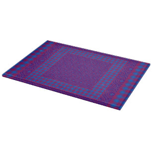 Lila und blaue Glasschneidplatte, Karos, Ogeen Schneidebrett