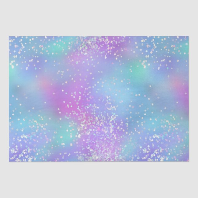 Lila und blaue Iridescent Holo Paint Spritzer Seidenpapier (Vorderseite)