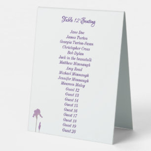 Lila und blaue Iris-Aquarell-Hochzeitstisch-Tent S Tischaufsteller