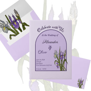 Lila und blaue Iris Wasserfarbe Minimalistische Ho Acryleinladungen
