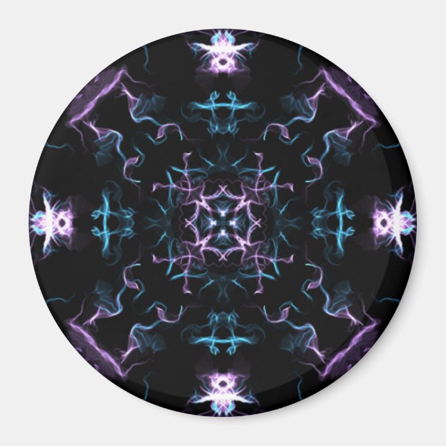 Lila und blaue Mandala-Blume Magnet (Vorne)