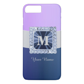 Lila und blaue personalisierte Monogramm iPhone 8 Plus/7 Plus Hülle