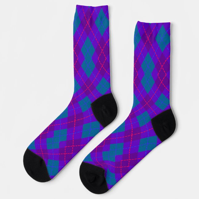 Lila und blaue Raute Socken (Linkes Detail)