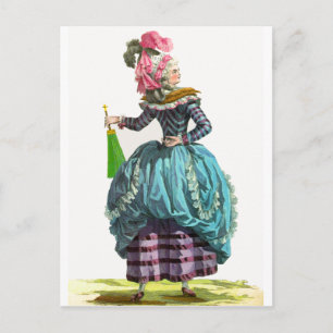 Lila- und Blaue Regency-Französische Modezeichnung Postkarte