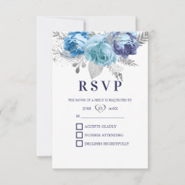 Lila und blaue Rose RSVP Karte