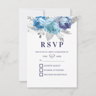 Lila und blaue Rose RSVP Karte